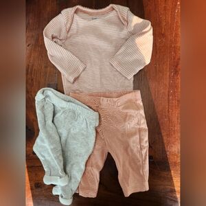 Carter's Pink Striped Onesie Outfit with 2 Pants